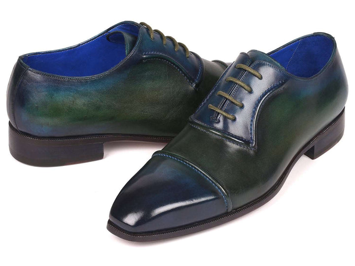 Paul Parkman Men's Cap-Toe Oxfords Blue & Green (ID#078-BLU-GRN) - WKshoes