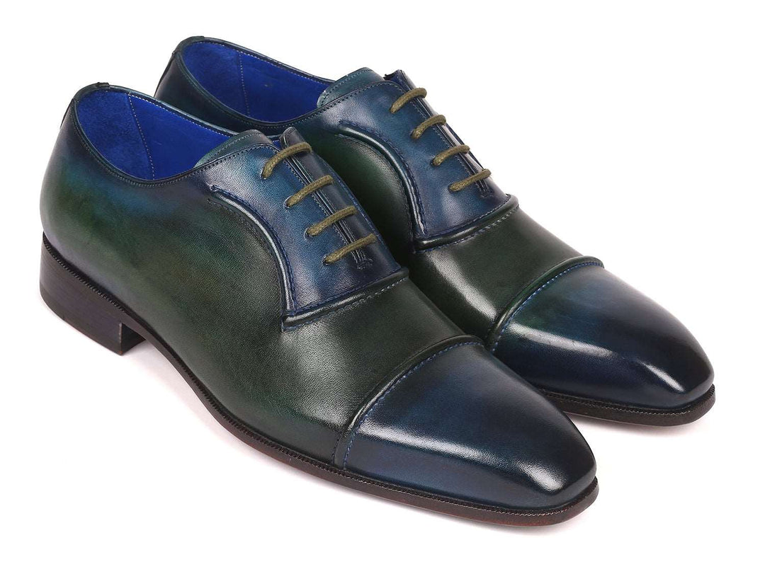 Paul Parkman Men's Cap-Toe Oxfords Blue & Green (ID#078-BLU-GRN) - WKshoes