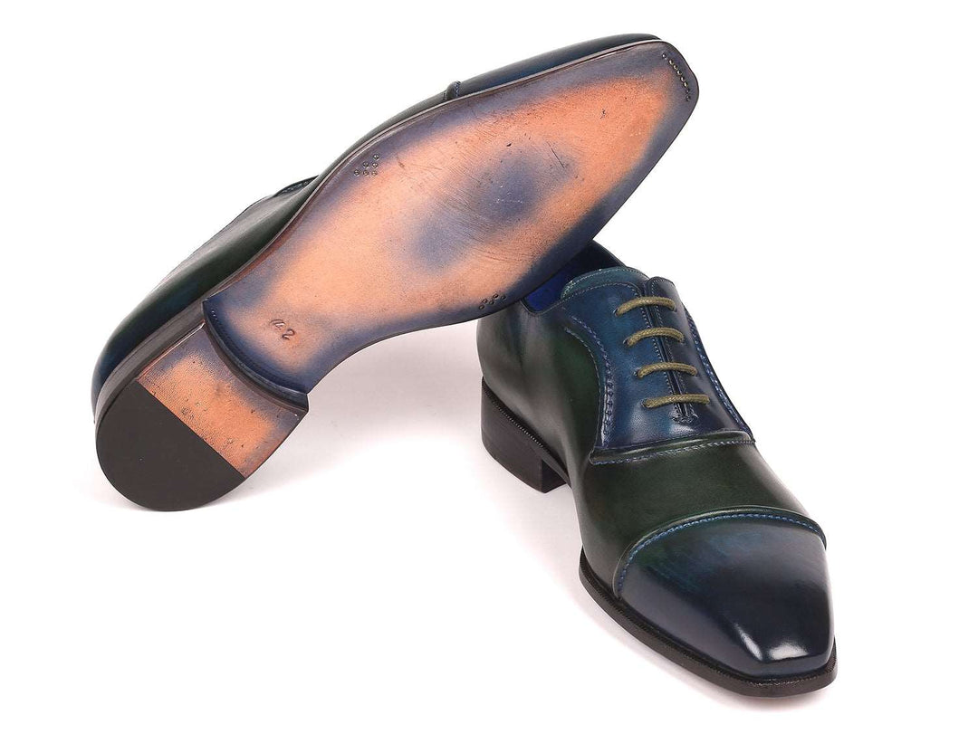 Paul Parkman Men's Cap-Toe Oxfords Blue & Green (ID#078-BLU-GRN) - WKshoes