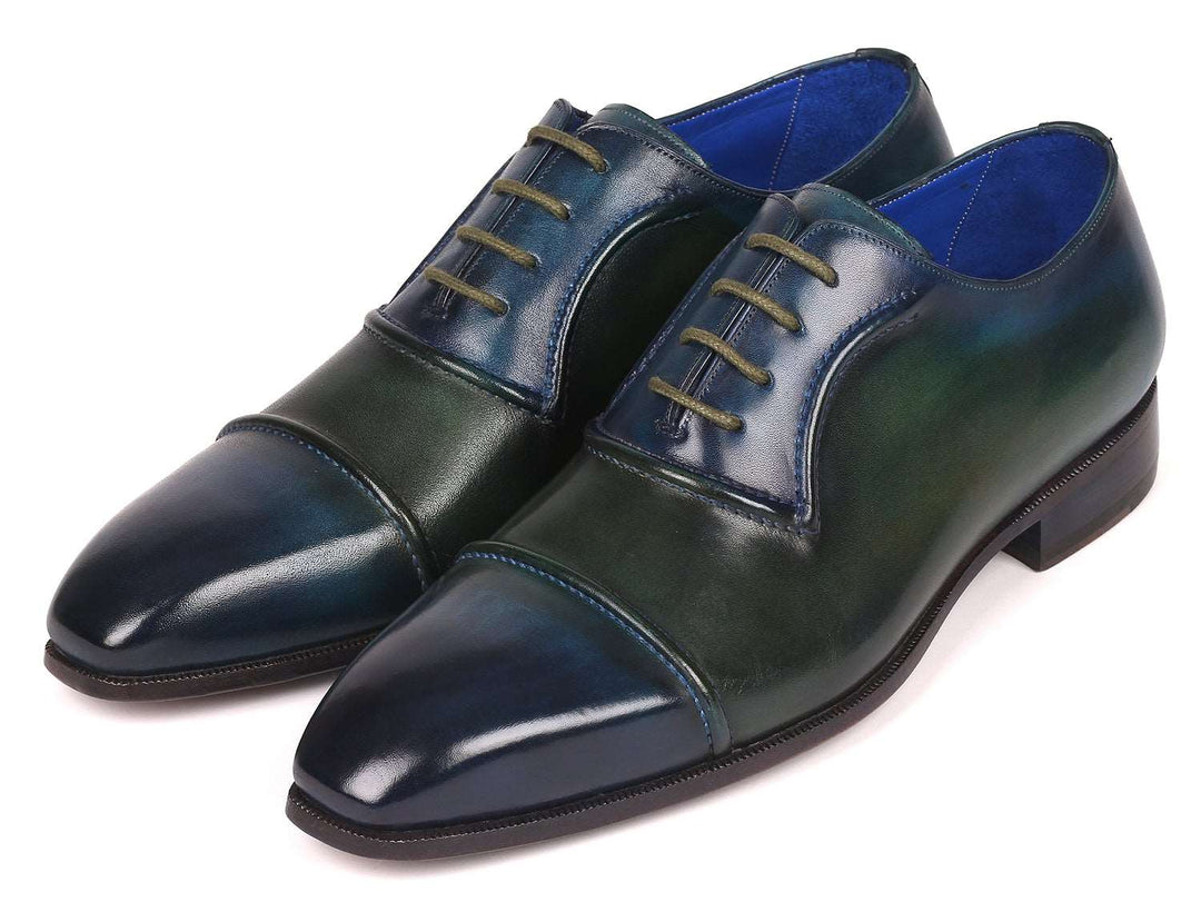 Paul Parkman Men's Cap-Toe Oxfords Blue & Green (ID#078-BLU-GRN) - WKshoes