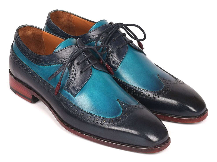 Paul Parkman Men's Blue Dual Tone Wingtip Derby Shoes (ID#6931BLU) - WKshoes