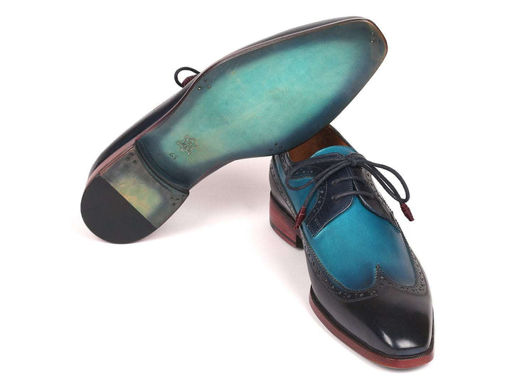 Paul Parkman Men's Blue Dual Tone Wingtip Derby Shoes (ID#6931BLU) - WKshoes