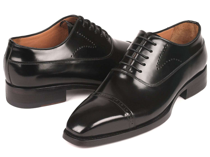 Paul Parkman Goodyear Welted Cap Toe Oxfords Black Polished Leather (ID#056BLK84) - WKshoes