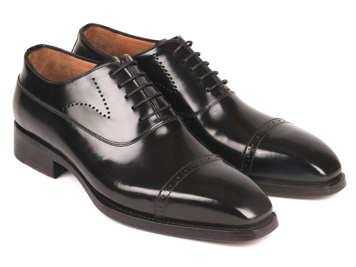 Paul Parkman Goodyear Welted Cap Toe Oxfords Black Polished Leather (ID#056BLK84) - WKshoes