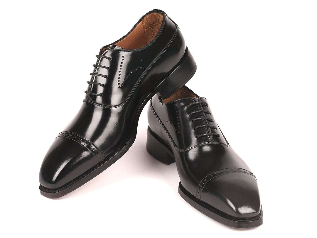 Paul Parkman Goodyear Welted Cap Toe Oxfords Black Polished Leather (ID#056BLK84) - WKshoes