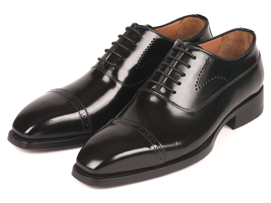 Paul Parkman Goodyear Welted Cap Toe Oxfords Black Polished Leather (ID#056BLK84) - WKshoes