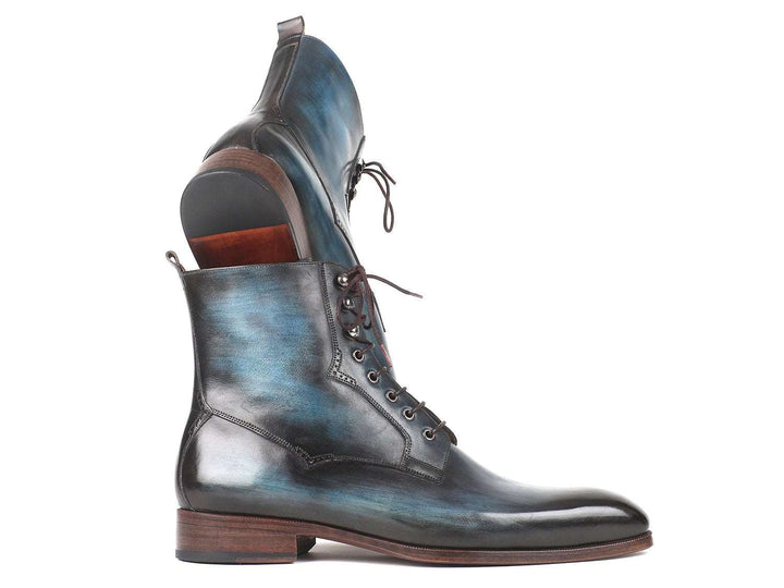 Paul Parkman Men's Blue & Brown Leather Boots (ID#BT548AW) - WKshoes