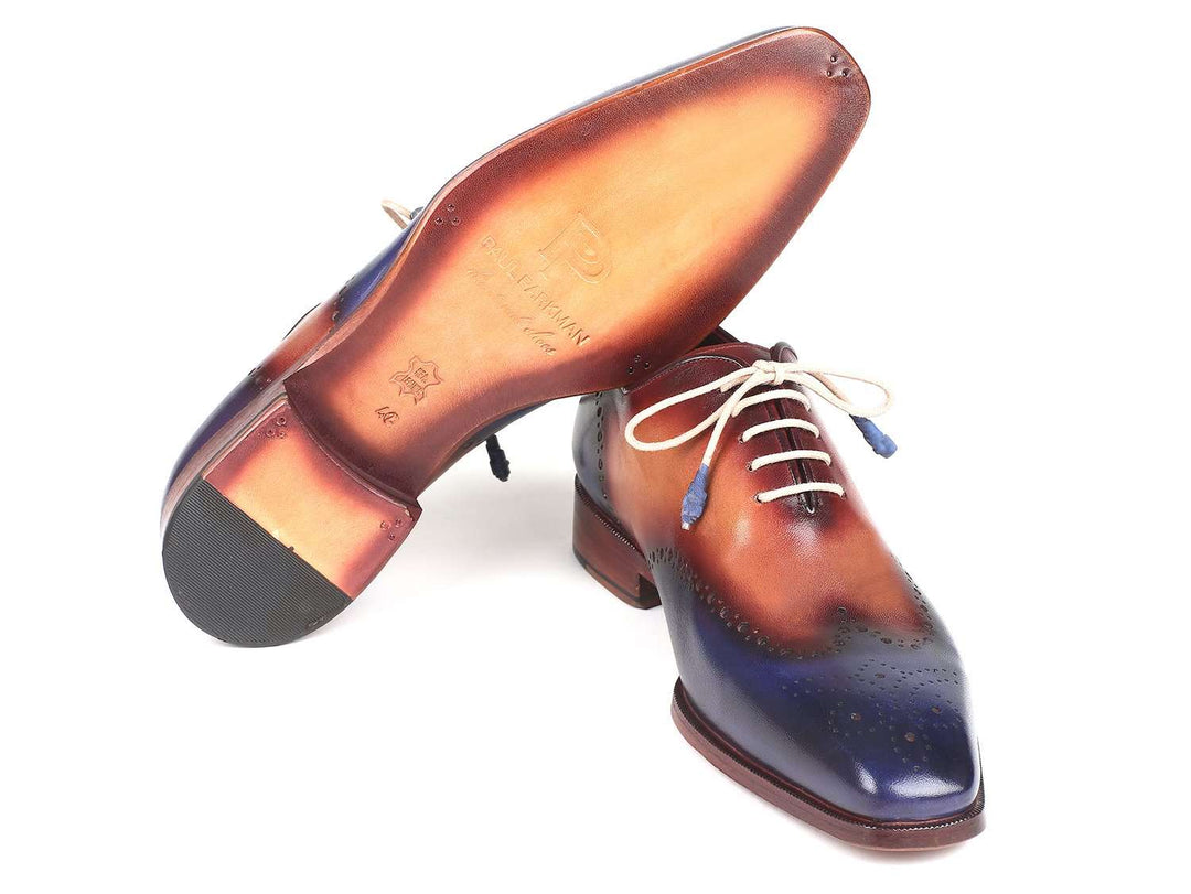 Paul Parkman Blue & Camel Wingtip Oxfords (ID#097BX11) - WKshoes