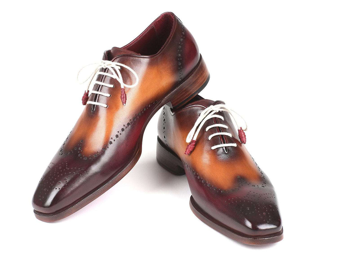 Paul Parkman Bordeaux & Camel Wingtip Oxfords (ID#097BY30) - WKshoes