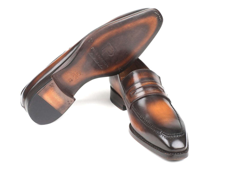 Paul Parkman Brown Burnished Goodyear Welted Loafers (ID#36LFBRW) - WKshoes