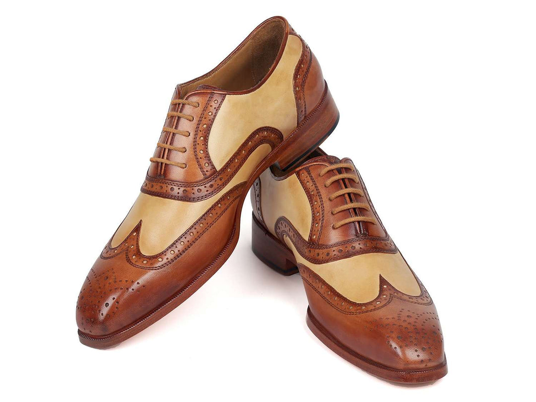 Paul Parkman Brown & Beige Dual Tone Oxfords (ID#224BJ57) - WKshoes