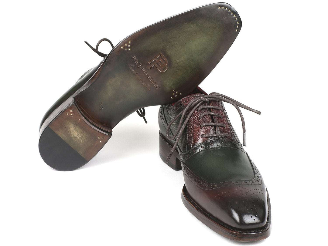 Paul Parkman Goodyear Welted Oxfords Brown & Green (ID#BW926GR) - WKshoes