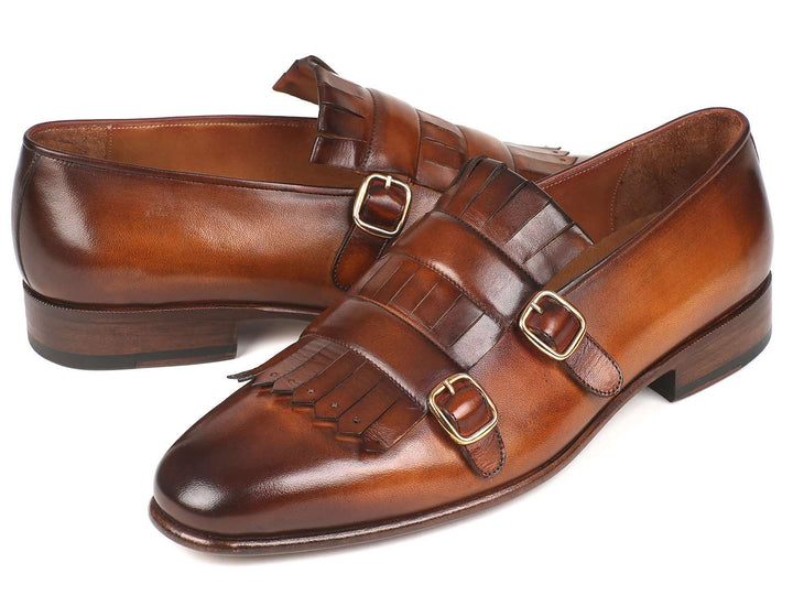 Paul Parkman Men's Brown Kiltie Double Monkstraps (ID#ST37VF) - WKshoes