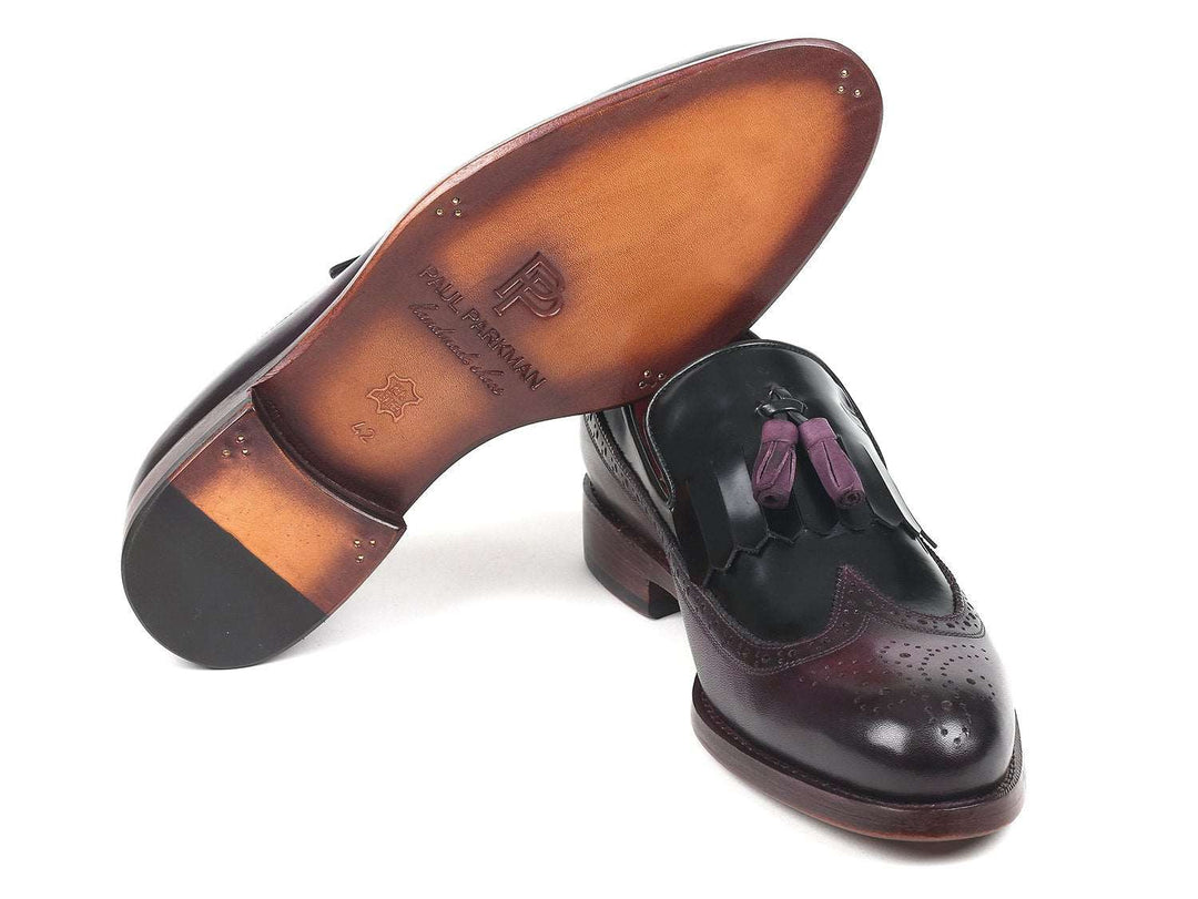 Paul Parkman Kiltie Tassel Loafer Black & Purple (ID#KT92PX) - WKshoes