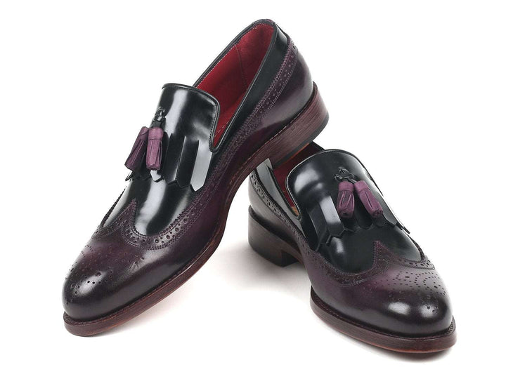 Paul Parkman Kiltie Tassel Loafer Black & Purple (ID#KT92PX) - WKshoes