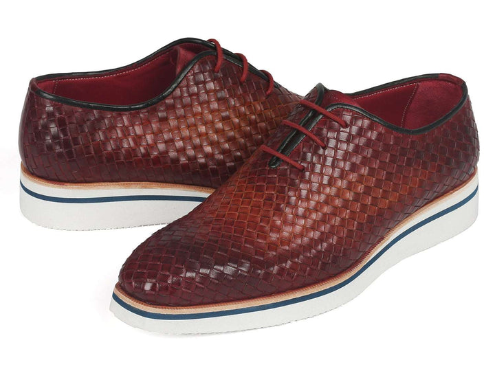 Paul Parkman Men's Brown Woven Leather Smart Casual Shoes (ID#182-RDH-BRW) - WKshoes