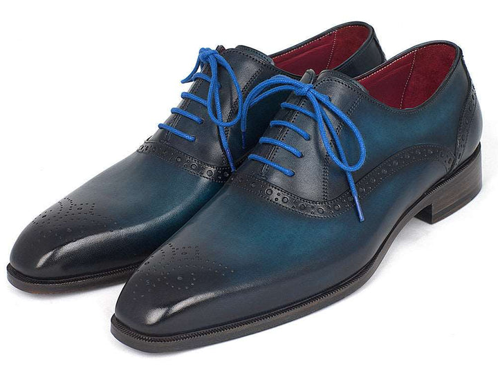 Paul Parkman Men's Blue & Navy Medallion Toe Oxfords (ID#FS88VA) - WKshoes