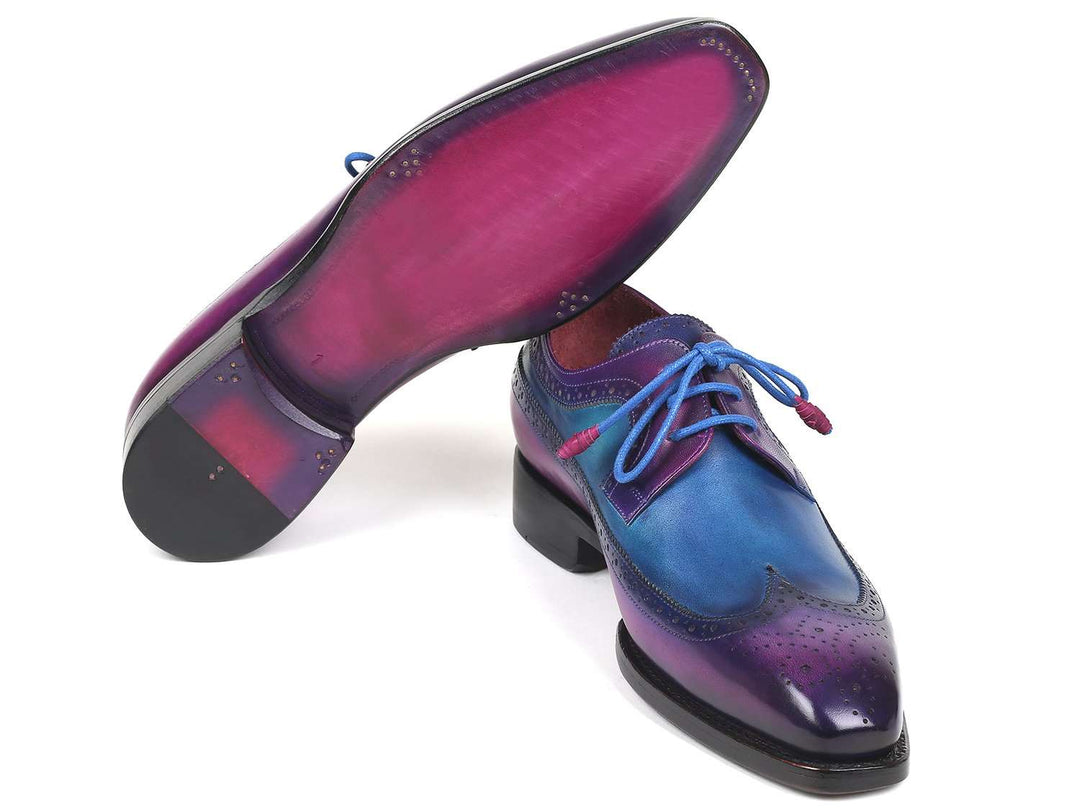 Paul Parkman Goodyear Welted Wingtip Derby Shoes Purple & Blue (ID#511V63) - WKshoes