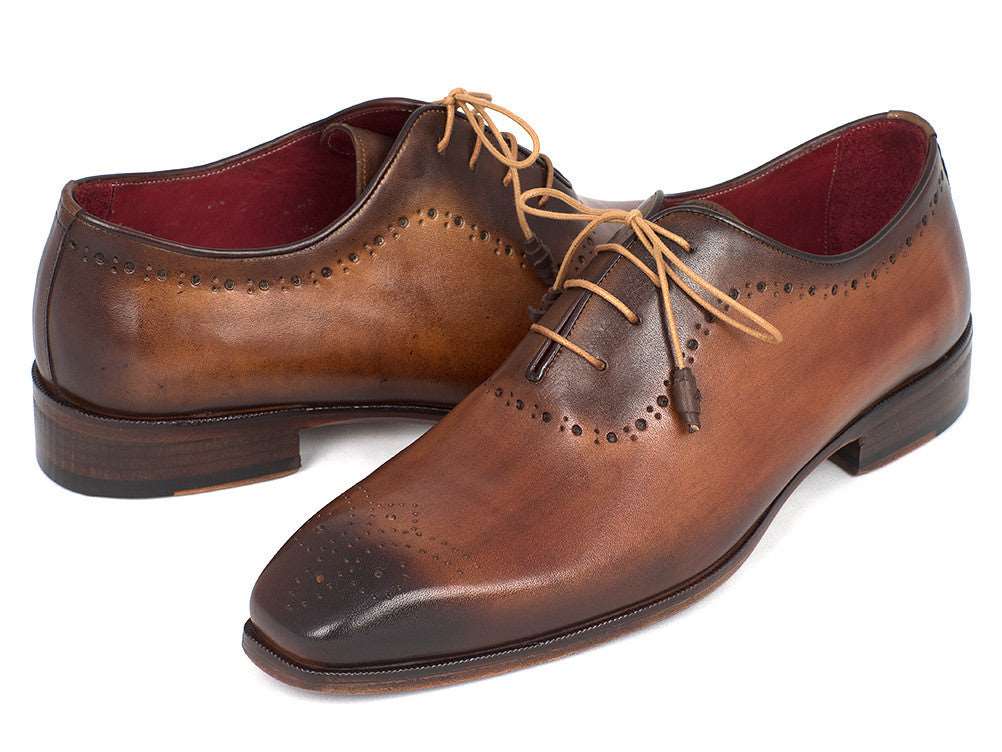 Paul Parkman Men's Brown & Camel Medallion Toe Oxfords (ID#GF61AZ) - WKshoes