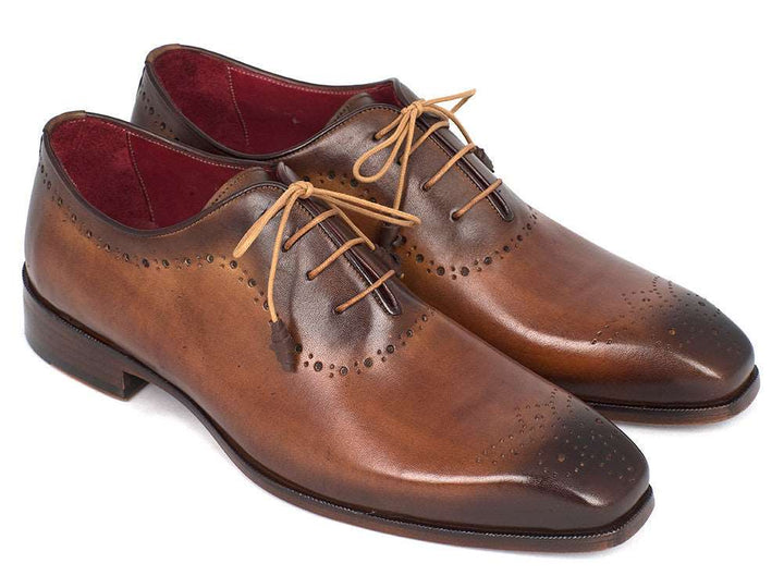 Paul Parkman Men's Brown & Camel Medallion Toe Oxfords (ID#GF61AZ) - WKshoes