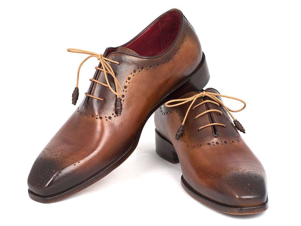 Paul Parkman Men's Brown & Camel Medallion Toe Oxfords (ID#GF61AZ) - WKshoes