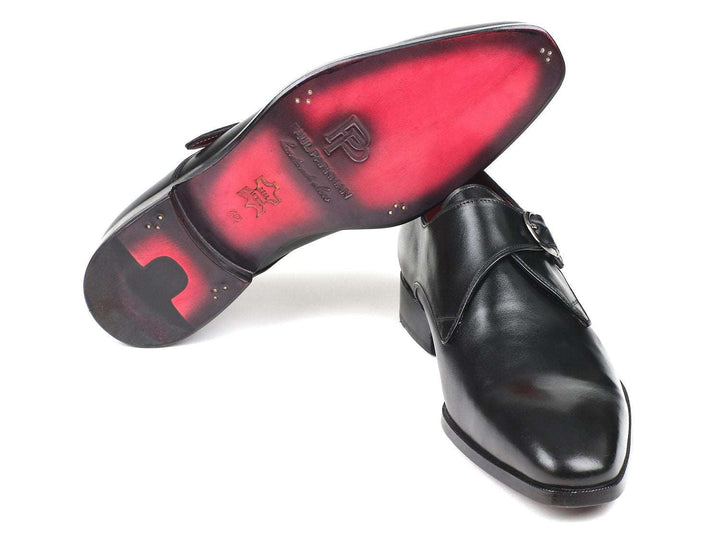 Paul Parkman Black Leather Single Monkstraps (ID#011BLK54) - WKshoes