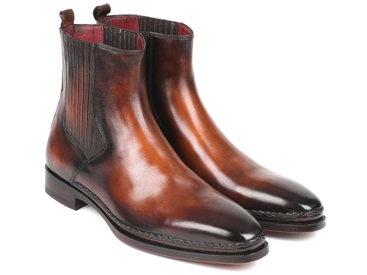 Paul Parkman Chelsea Boots Brown Burnished Leather - WKshoes