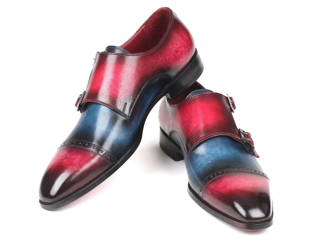 Paul Parkman Captoe Double Monkstrap Blue & Fuxia - WKshoes