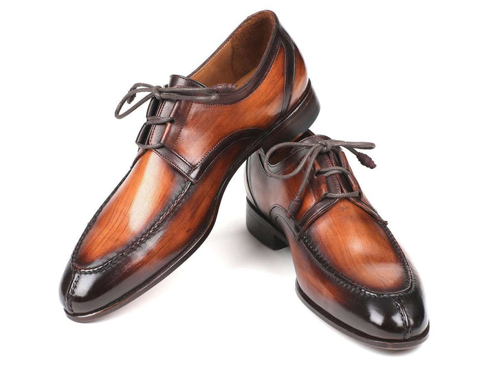 Paul Parkman Ghillie Lacing Brown Burnished Dress Shoes - WKshoes