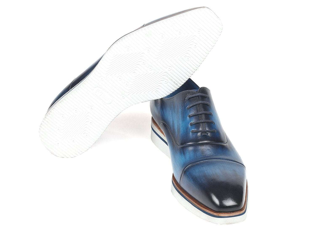 Paul Parkman Men's Blue Leather Smart Casual Oxfords - WKshoes