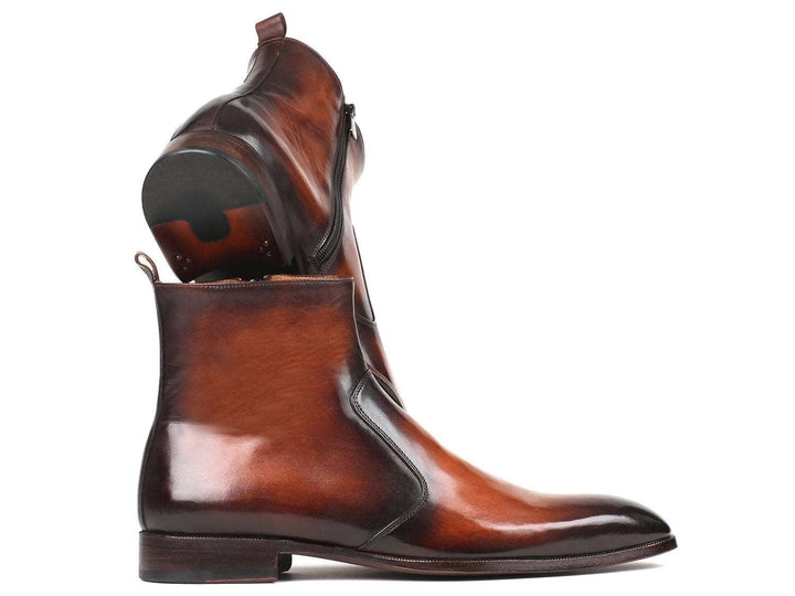 Paul Parkman Brown Burnished Side Zipper Boots - WKshoes