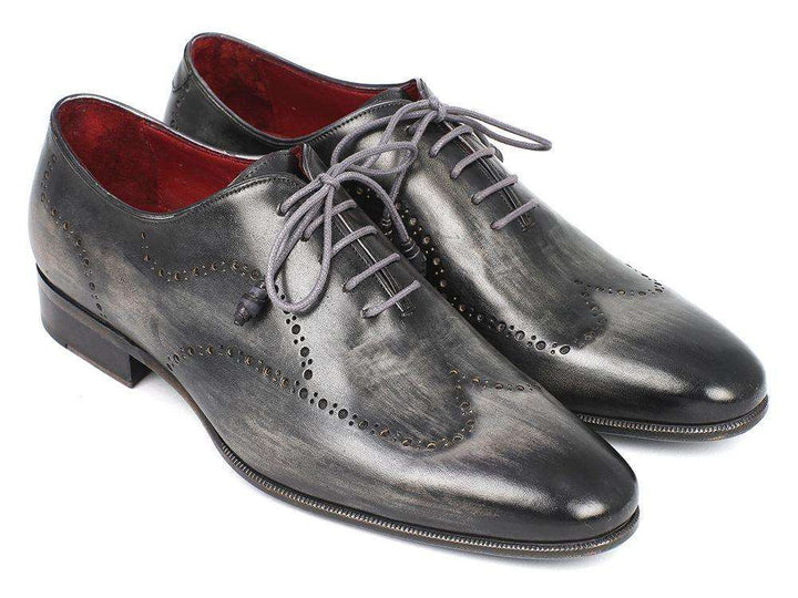 Paul Parkman Gray & Black Calfskin Wingtip Oxfords - WKshoes