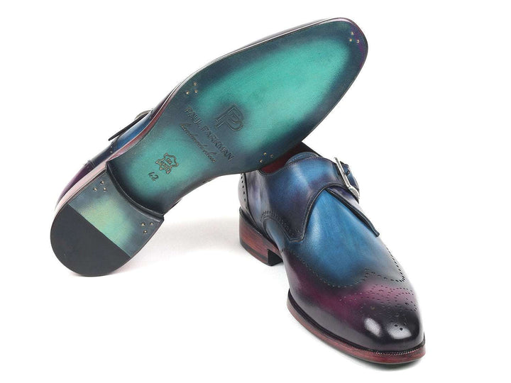 Paul Parkman Blue & Purple Single Monkstrap - WKshoes