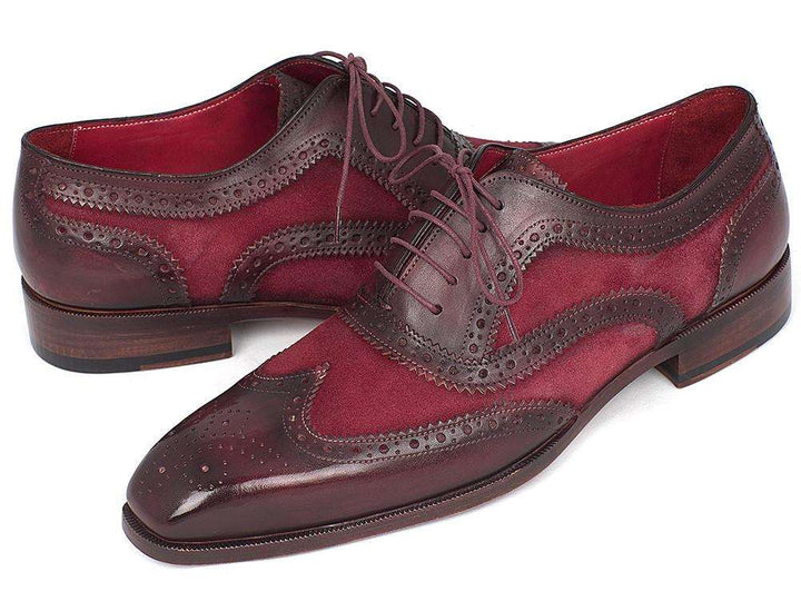 Paul Parkman Men's Bordeaux Suede & Calfskin Wingtip Oxfords - WKshoes