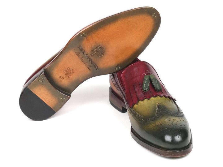 Paul Parkman Green & Bordeaux Kiltie Tassel Loafer - WKshoes