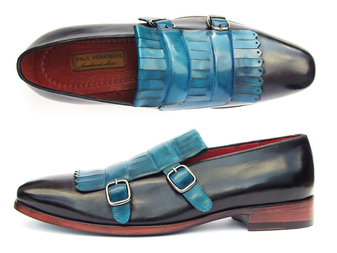 Paul Parkman Men's Blue & Navy Kiltie Double Monkstrap - WKshoes