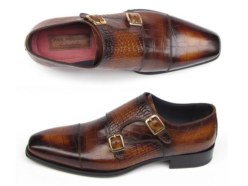 Crocodile Embossed Double Monkstrap