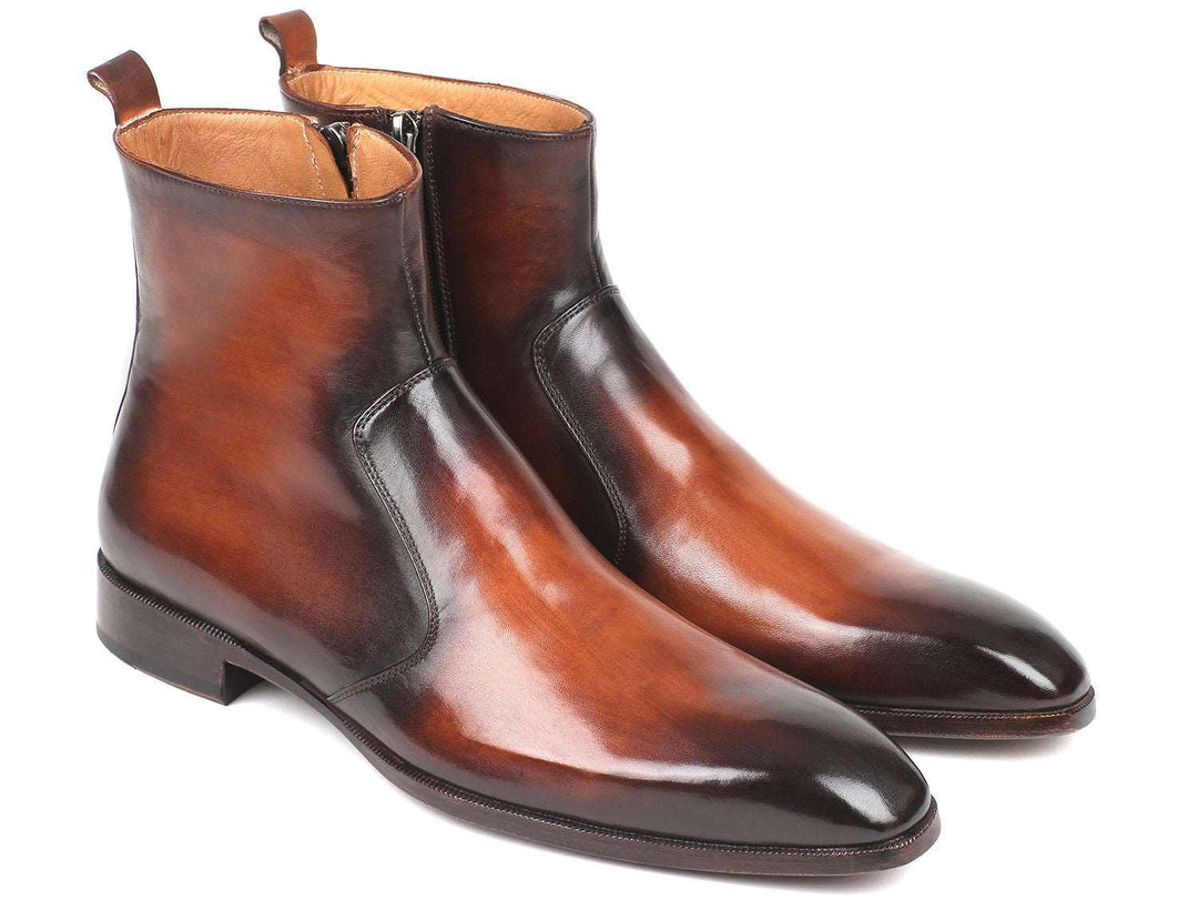 Paul Parkman Brown Burnished Side Zipper Boots - WKshoes