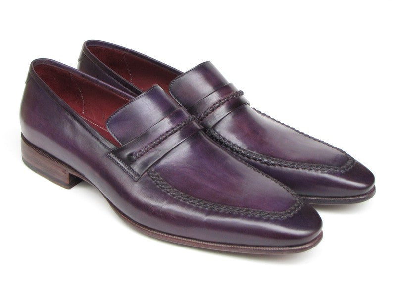 Paul Parkman Men's Purple Loafers Handmade Slip-On Shoes (ID#068-PURP) - WKshoes