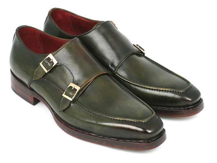 Paul Parkman Men's Double Monkstrap Goodyear Welted Shoes Green (ID#061-GREEN) - WKshoes