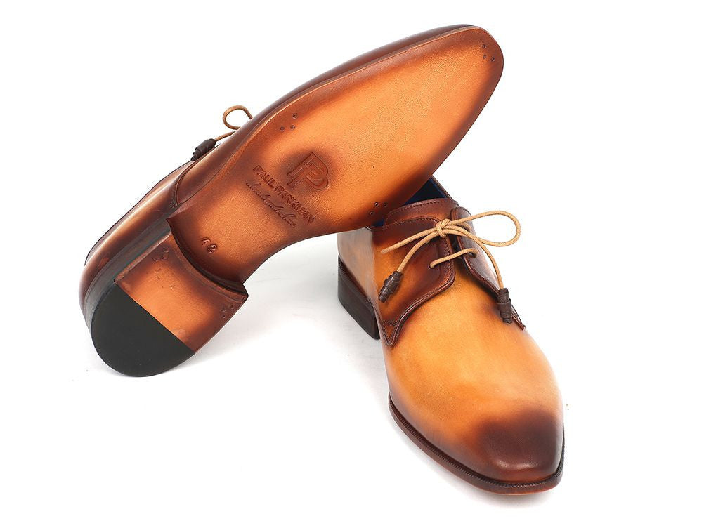 Paul Parkman Brown & Camel Hand-Painted Derby Shoes (ID#326-CMLBRW) - WKshoes