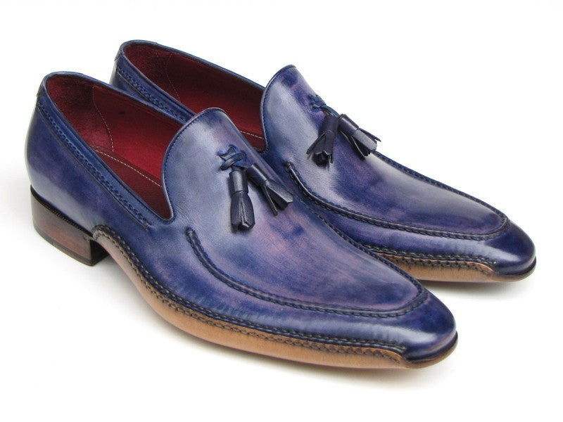 Paul Parkman Men's Side Handsewn Tassel Loafer Blue & Purple (ID#082-BLU-PURP) - WKshoes