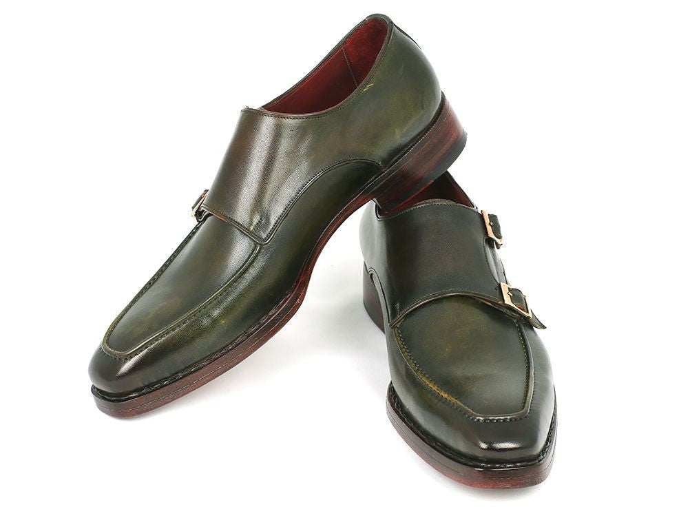 Paul Parkman Men's Double Monkstrap Goodyear Welted Shoes Green (ID#061-GREEN) - WKshoes