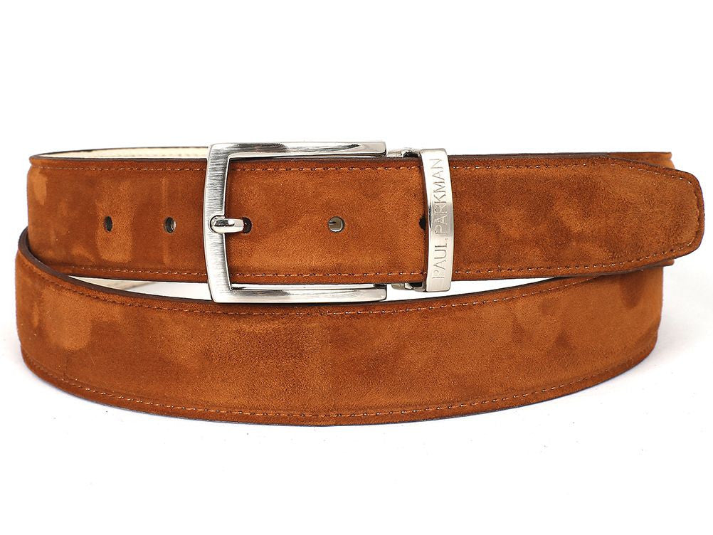 PAUL PARKMAN Men's Tobacco Suede Belt (ID#B06-TABA) - WKshoes