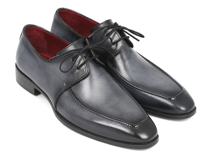 Paul Parkman Gray & Black Apron Derby Shoes For Men (ID#13SX51) - WKshoes