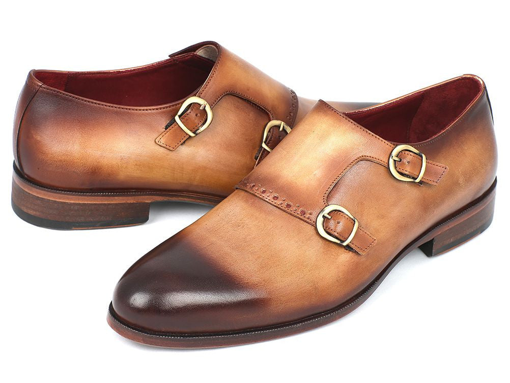 Paul Parkman Two Tone Double Monkstrap Shoes (ID#HT54-CML) - WKshoes