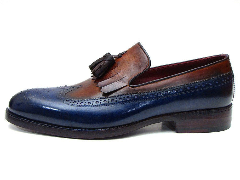 Paul Parkman Kiltie Tassel Loafer Navy & Tobacco (ID#KT74NB) - WKshoes