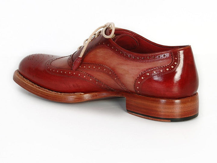 Paul Parkman Men's Wingtip Oxfords Bordeaux & Camel (ID#027B) - WKshoes