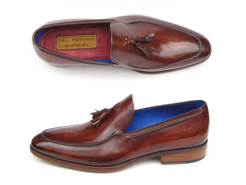 Paul Parkman Men's Tassel Loafer Brown Leather Upper and Leather Sole (ID#073-BRD) - WKshoes