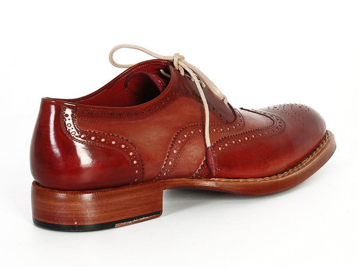 Paul Parkman Men's Wingtip Oxfords Bordeaux & Camel (ID#027B) - WKshoes